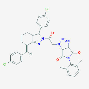 1-{2-[(7E)-7-(4-chlorobenzylidene)-3-(4-chlorophenyl)-3,3a,4,5,6,7-hexahydro-2H-indazol-2-yl]-2-oxoethyl}-5-(2,6-dimethylphenyl)-3a,6a-dihydropyrrolo[3,4-d][1,2,3]triazole-4,6(1H,5H)-dione