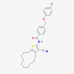 4-[(4-bromophenoxy)methyl]-N-(3-cyano-4,5,6,7,8,9,10,11,12,13-decahydrocyclododeca[b]thiophen-2-yl)benzamide