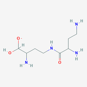 molecular formula C8H19N4O3- B045529 2-Amino-4-(2,4-diaminobutanoylamino)-1-hydroxybutan-1-olate CAS No. 117153-91-0