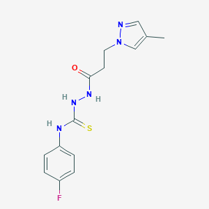 N-(4-fluorophenyl)-2-[3-(4-methyl-1H-pyrazol-1-yl)propanoyl]hydrazinecarbothioamide