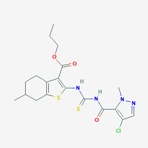 propyl 2-({[(4-chloro-1-methyl-1H-pyrazol-5-yl)carbonyl]carbamothioyl}amino)-6-methyl-4,5,6,7-tetrahydro-1-benzothiophene-3-carboxylate