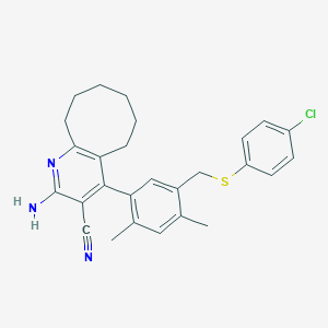 2-Amino-4-(5-{[(4-chlorophenyl)sulfanyl]methyl}-2,4-dimethylphenyl)-5,6,7,8,9,10-hexahydrocycloocta[b]pyridine-3-carbonitrile