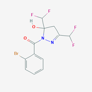 molecular formula C12H9BrF4N2O2 B455310 1-(2-bromobenzoyl)-3,5-bis(difluoromethyl)-4,5-dihydro-1H-pyrazol-5-ol 