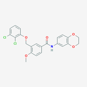 molecular formula C23H19Cl2NO5 B455318 3-[(2,3-dichlorophenoxy)methyl]-N-(2,3-dihydro-1,4-benzodioxin-6-yl)-4-methoxybenzamide 