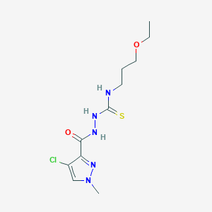 molecular formula C11H18ClN5O2S B455327 2-[(4-chloro-1-methyl-1H-pyrazol-3-yl)carbonyl]-N-(3-ethoxypropyl)hydrazinecarbothioamide 