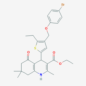 molecular formula C28H32BrNO4S B455328 Ethyl 4-{4-[(4-bromophenoxy)methyl]-5-ethyl-2-thienyl}-2,7,7-trimethyl-5-oxo-1,4,5,6,7,8-hexahydro-3-quinolinecarboxylate 