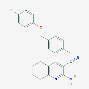 2-Amino-4-{5-[(4-chloro-2-methylphenoxy)methyl]-2,4-dimethylphenyl}-5,6,7,8-tetrahydro-3-quinolinecarbonitrile