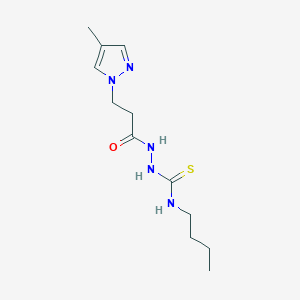 molecular formula C12H21N5OS B455338 N-butyl-2-[3-(4-methyl-1H-pyrazol-1-yl)propanoyl]hydrazinecarbothioamide 
