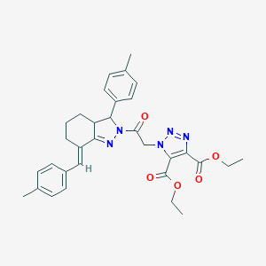 molecular formula C32H35N5O5 B455341 diethyl 1-{2-[(7E)-7-(4-methylbenzylidene)-3-(4-methylphenyl)-3,3a,4,5,6,7-hexahydro-2H-indazol-2-yl]-2-oxoethyl}-1H-1,2,3-triazole-4,5-dicarboxylate 