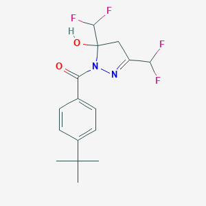 molecular formula C16H18F4N2O2 B455342 1-(4-tert-butylbenzoyl)-3,5-bis(difluoromethyl)-4,5-dihydro-1H-pyrazol-5-ol 