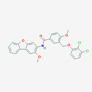 molecular formula C28H21Cl2NO5 B455343 3-[(2,3-dichlorophenoxy)methyl]-4-methoxy-N-(2-methoxydibenzo[b,d]furan-3-yl)benzamide 