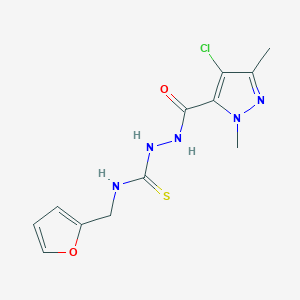 molecular formula C12H14ClN5O2S B455345 2-[(4-chloro-1,3-dimethyl-1H-pyrazol-5-yl)carbonyl]-N-(2-furylmethyl)hydrazinecarbothioamide 