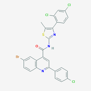 6-bromo-2-(4-chlorophenyl)-N-[4-(2,4-dichlorophenyl)-5-methyl-1,3-thiazol-2-yl]quinoline-4-carboxamide
