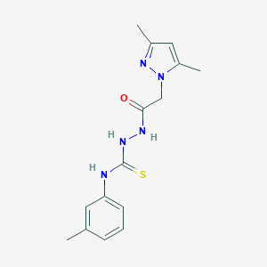 molecular formula C15H19N5OS B455348 2-[(3,5-dimethyl-1H-pyrazol-1-yl)acetyl]-N-(3-methylphenyl)hydrazinecarbothioamide 
