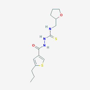 molecular formula C14H21N3O2S2 B455351 2-[(5-propyl-3-thienyl)carbonyl]-N-(tetrahydro-2-furanylmethyl)hydrazinecarbothioamide 