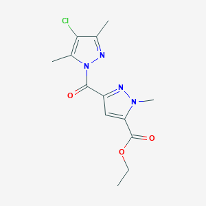 molecular formula C13H15ClN4O3 B455356 ethyl 3-[(4-chloro-3,5-dimethyl-1H-pyrazol-1-yl)carbonyl]-1-methyl-1H-pyrazole-5-carboxylate 