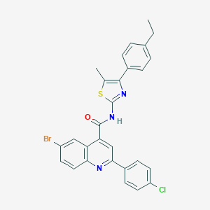 molecular formula C28H21BrClN3OS B455359 6-bromo-2-(4-chlorophenyl)-N-[4-(4-ethylphenyl)-5-methyl-1,3-thiazol-2-yl]quinoline-4-carboxamide 
