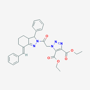 molecular formula C30H31N5O5 B455361 diethyl 1-{2-[(7E)-7-benzylidene-3-phenyl-3,3a,4,5,6,7-hexahydro-2H-indazol-2-yl]-2-oxoethyl}-1H-1,2,3-triazole-4,5-dicarboxylate 