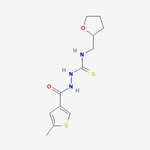 molecular formula C12H17N3O2S2 B455363 2-[(5-methyl-3-thienyl)carbonyl]-N-(tetrahydro-2-furanylmethyl)hydrazinecarbothioamide 