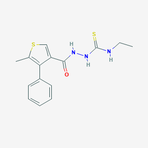 molecular formula C15H17N3OS2 B455366 N-ethyl-2-[(5-methyl-4-phenyl-3-thienyl)carbonyl]hydrazinecarbothioamide 