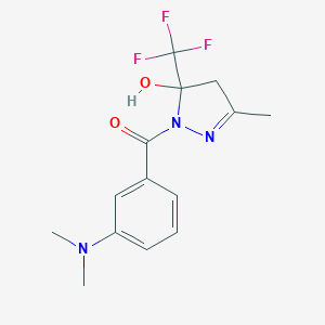 molecular formula C14H16F3N3O2 B455376 [3-(dimethylamino)phenyl][5-hydroxy-3-methyl-5-(trifluoromethyl)-4,5-dihydro-1H-pyrazol-1-yl]methanone 
