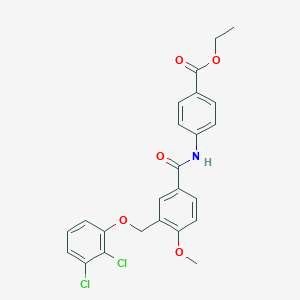 molecular formula C24H21Cl2NO5 B455383 Ethyl 4-({3-[(2,3-dichlorophenoxy)methyl]-4-methoxybenzoyl}amino)benzoate 
