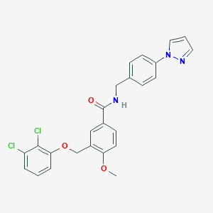molecular formula C25H21Cl2N3O3 B455385 3-[(2,3-dichlorophenoxy)methyl]-4-methoxy-N-[4-(1H-pyrazol-1-yl)benzyl]benzamide 