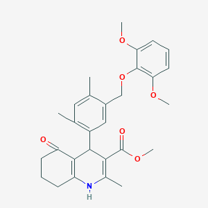 molecular formula C29H33NO6 B455393 Methyl 4-{5-[(2,6-dimethoxyphenoxy)methyl]-2,4-dimethylphenyl}-2-methyl-5-oxo-1,4,5,6,7,8-hexahydro-3-quinolinecarboxylate 