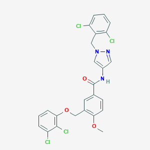 molecular formula C25H19Cl4N3O3 B455405 N-[1-(2,6-dichlorobenzyl)-1H-pyrazol-4-yl]-3-[(2,3-dichlorophenoxy)methyl]-4-methoxybenzamide 