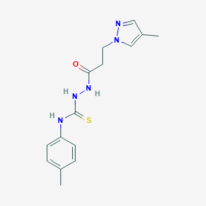 molecular formula C15H19N5OS B455409 N-(4-methylphenyl)-2-[3-(4-methyl-1H-pyrazol-1-yl)propanoyl]hydrazinecarbothioamide 