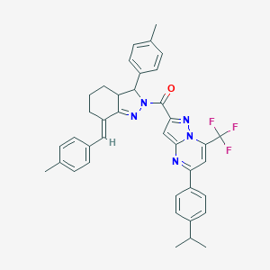molecular formula C39H36F3N5O B455414 5-(4-isopropylphenyl)-2-{[7-(4-methylbenzylidene)-3-(4-methylphenyl)-3,3a,4,5,6,7-hexahydro-2H-indazol-2-yl]carbonyl}-7-(trifluoromethyl)pyrazolo[1,5-a]pyrimidine 