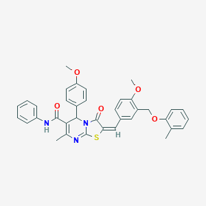 (2E)-2-{4-methoxy-3-[(2-methylphenoxy)methyl]benzylidene}-5-(4-methoxyphenyl)-7-methyl-3-oxo-N-phenyl-2,3-dihydro-5H-[1,3]thiazolo[3,2-a]pyrimidine-6-carboxamide