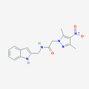 molecular formula C16H17N5O3 B455435 2-{4-nitro-3,5-dimethyl-1H-pyrazol-1-yl}-N-(1H-indol-2-ylmethyl)acetamide 