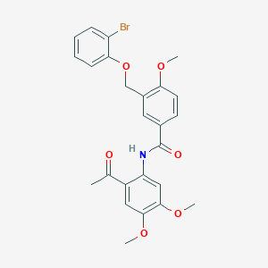 molecular formula C25H24BrNO6 B455438 N-(2-acetyl-4,5-dimethoxyphenyl)-3-[(2-bromophenoxy)methyl]-4-methoxybenzamide 