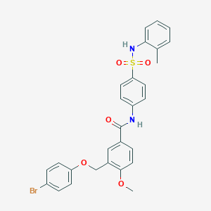 molecular formula C28H25BrN2O5S B455440 3-[(4-bromophenoxy)methyl]-4-methoxy-N-[4-(2-toluidinosulfonyl)phenyl]benzamide 
