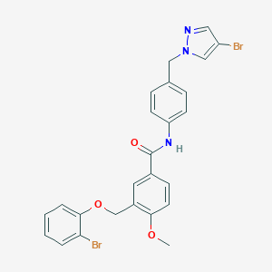 molecular formula C25H21Br2N3O3 B455443 3-[(2-bromophenoxy)methyl]-N-{4-[(4-bromo-1H-pyrazol-1-yl)methyl]phenyl}-4-methoxybenzamide 