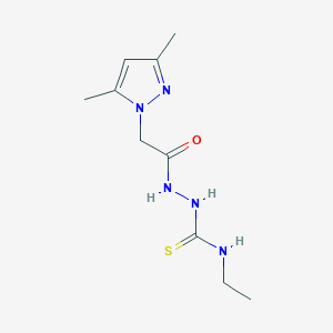 molecular formula C10H17N5OS B455452 2-[(3,5-dimethyl-1H-pyrazol-1-yl)acetyl]-N-ethylhydrazinecarbothioamide 