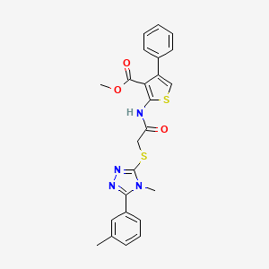 molecular formula C24H22N4O3S2 B4554624 methyl 2-[({[4-methyl-5-(3-methylphenyl)-4H-1,2,4-triazol-3-yl]thio}acetyl)amino]-4-phenyl-3-thiophenecarboxylate 