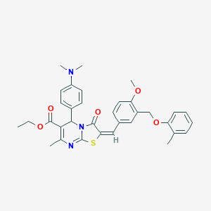 ethyl 5-[4-(dimethylamino)phenyl]-2-{4-methoxy-3-[(2-methylphenoxy)methyl]benzylidene}-7-methyl-3-oxo-2,3-dihydro-5H-[1,3]thiazolo[3,2-a]pyrimidine-6-carboxylate