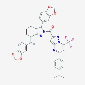 2-{[3-(1,3-benzodioxol-5-yl)-7-(1,3-benzodioxol-5-ylmethylene)-3,3a,4,5,6,7-hexahydro-2H-indazol-2-yl]carbonyl}-5-(4-isopropylphenyl)-7-(trifluoromethyl)pyrazolo[1,5-a]pyrimidine