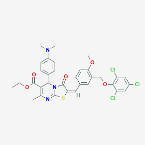 ethyl 5-[4-(dimethylamino)phenyl]-2-{4-methoxy-3-[(2,4,6-trichlorophenoxy)methyl]benzylidene}-7-methyl-3-oxo-2,3-dihydro-5H-[1,3]thiazolo[3,2-a]pyrimidine-6-carboxylate