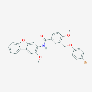 molecular formula C28H22BrNO5 B455492 3-[(4-bromophenoxy)methyl]-4-methoxy-N-(2-methoxydibenzo[b,d]furan-3-yl)benzamide 