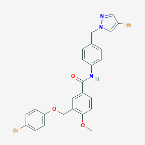 molecular formula C25H21Br2N3O3 B455503 3-[(4-bromophenoxy)methyl]-N-{4-[(4-bromo-1H-pyrazol-1-yl)methyl]phenyl}-4-methoxybenzamide 
