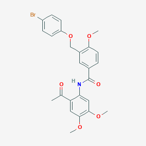 molecular formula C25H24BrNO6 B455505 N-(2-acetyl-4,5-dimethoxyphenyl)-3-[(4-bromophenoxy)methyl]-4-methoxybenzamide 