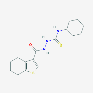 molecular formula C16H23N3OS2 B455512 N-cyclohexyl-2-(4,5,6,7-tetrahydro-1-benzothien-3-ylcarbonyl)hydrazinecarbothioamide 