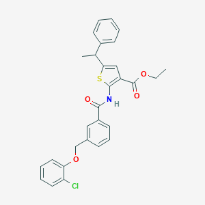 Ethyl 2-({3-[(2-chlorophenoxy)methyl]benzoyl}amino)-5-(1-phenylethyl)-3-thiophenecarboxylate