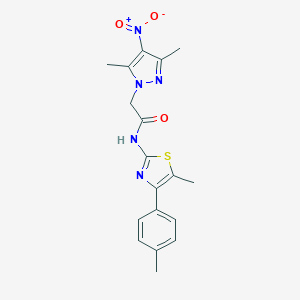 2-(3,5-dimethyl-4-nitro-1H-pyrazol-1-yl)-N-[5-methyl-4-(4-methylphenyl)-1,3-thiazol-2-yl]acetamide