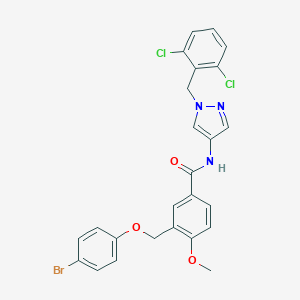 molecular formula C25H20BrCl2N3O3 B455522 3-[(4-bromophenoxy)methyl]-N-[1-(2,6-dichlorobenzyl)-1H-pyrazol-4-yl]-4-methoxybenzamide 