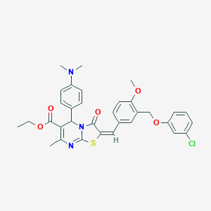molecular formula C33H32ClN3O5S B455569 ethyl 2-{3-[(3-chlorophenoxy)methyl]-4-methoxybenzylidene}-5-[4-(dimethylamino)phenyl]-7-methyl-3-oxo-2,3-dihydro-5H-[1,3]thiazolo[3,2-a]pyrimidine-6-carboxylate 