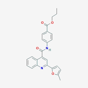 molecular formula C25H22N2O4 B455583 PROPYL 4-({[2-(5-METHYL-2-FURYL)-4-QUINOLYL]CARBONYL}AMINO)BENZOATE 